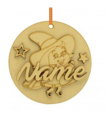Laser Cut Personalised Halloween 3D Hanging Bauble - Girl Witch Design